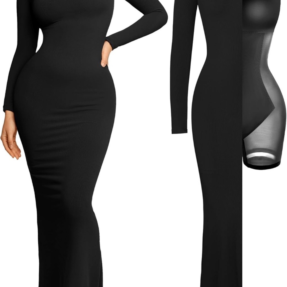 Black Maxi Dress with Body-Contouring Features